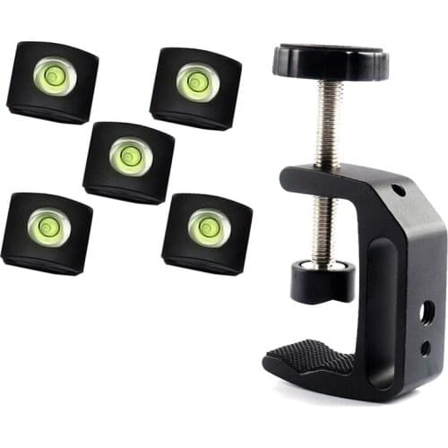 4 Pcs Hot Shoe Level Camera Level Flashlight Bubble Hot Shoe Cover & 1 Pcs C Type Screw Mount Clamp