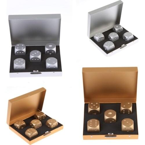 5PCs/ Box Silver Coloring By Numbers Aluminium Alloy Poker Dominoes Metal Dice D6 Game Poker Dice Set Drinking Dados Boardgame