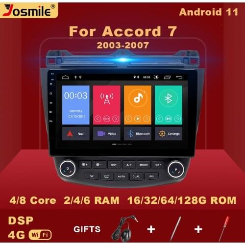 Josmile 2 din Android 11 Car Multimedia Player For Honda Accord 7 2003-2008 Radio Navigation V1 AI Voice Control Auto CarPaly 4G