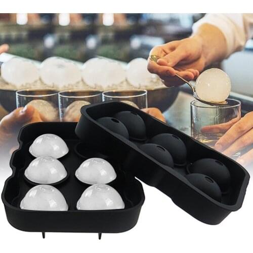 Large Ice Cube Maker Silicone Ice Mold 6 Cell Sphere Ice Ball Mold Square Ice Cube Tray Whiskey Cocktail Party Bar Accessories