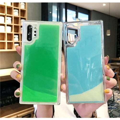 Luminous Neon Sand Mobile Case for Samsung Galaxy Note 10 pro S8 S9 S10 plus Liquid Glitter Quicksand Phone Case cover capa