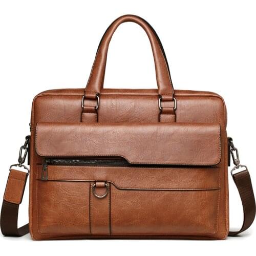 Mens PU Business Bag Tote Bags Retro Messenger Bag Multi-pocket Briefcase for Men Cross Body Shoulder Bags messenger bag