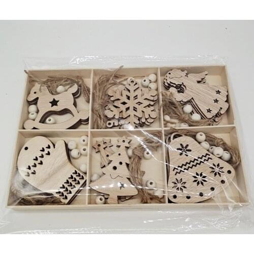 Wooden Snowflakes Shapes Hanging Ornament for Christmas Tree Decor, Unfinished Blank Wood Cutouts Embellishments
