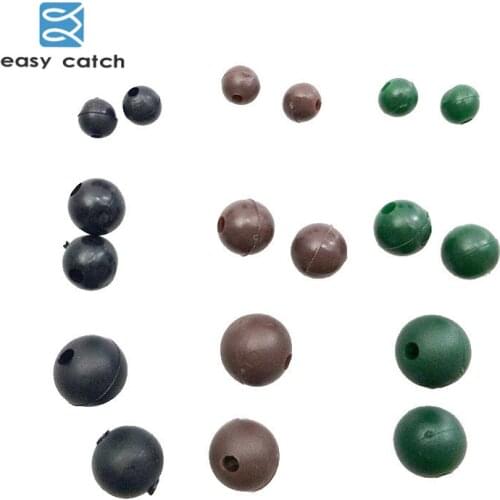 Easy Catch 50pcs Diameter 4mm 5.5mm 8mm Soft Carp Fishing Beads Black Green Coffee Round Floating Rig Beads Carp Fishing Tackle