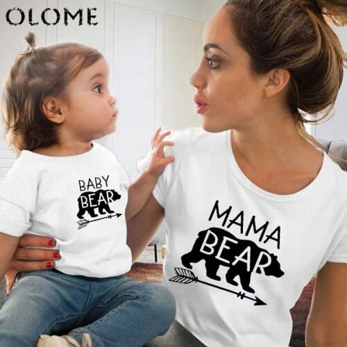 Mommy and Me T Shirts Family Matching Clothes Mama Bear Baby Bear Vogue letter Tops New Baby Girls Boys T Shirt Family Look