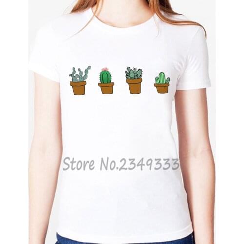 Cactus Print Women tshirt Modal Casual Loose Funny t shirts For Lady Top Tee Drop Ship SH-27