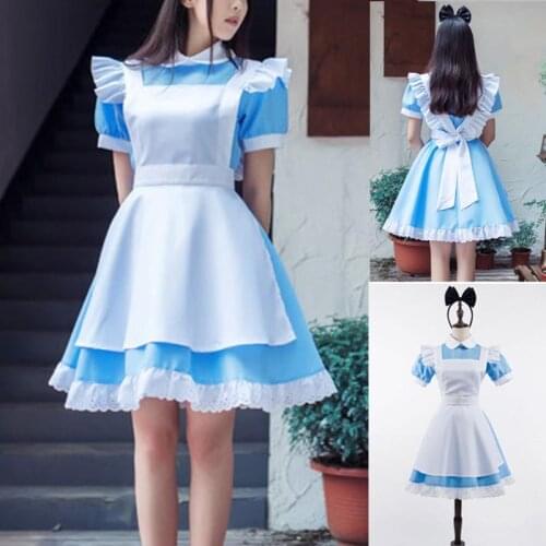 Manual customization Movie Alice in Wonderland Alice Classic light blue white Maid Dress Lolita Dress
