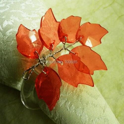 Crystal leaf napkin rings, napkin holder