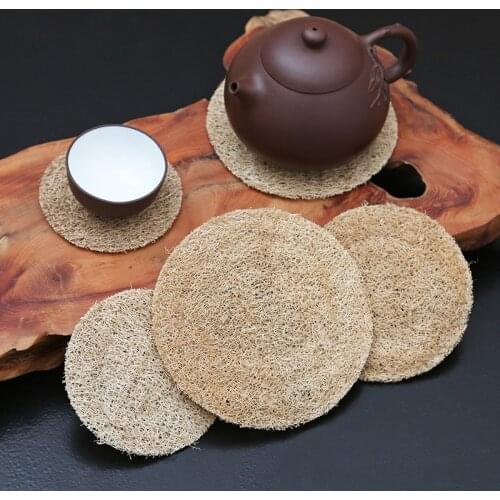 Loofah mat cup mat pot bearing the teapot tea purple sand tea mat cup insulation cany mat bamboo tea accessories