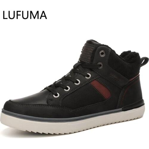 LUFUMA Brand Snow Boots For Male Adult Winter New Warm Short Plush Sneakers Men Casual Boots Shoes Flats Footwear Walking Shoes