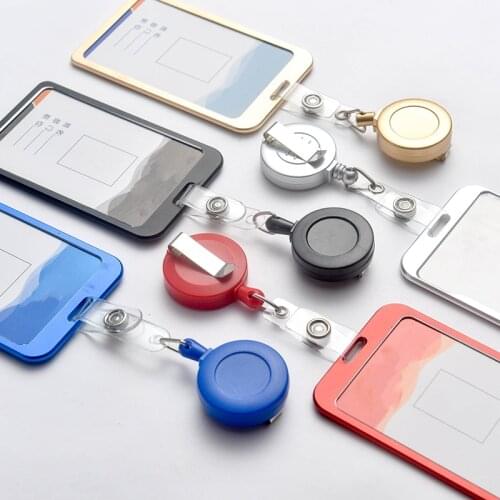 Metal Work Permit Card Holder Hospital Doctor Nurse Badge Holder Retractable Clip Staff Identity Keychain Card Holder