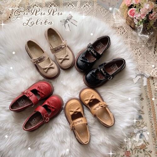 Sweet lolita shoes tea party kawaii princess kawaii shoes vintage lace bowknot round head low heel women shoes loli cosplay cos
