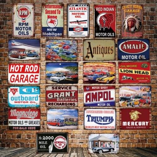 [ DecorMan ] RPM Motor oil HOT ROD Ampol Garage Wall Plaque Custom wholesale Metal Paintings Bar Room Gift Decor LT-1885