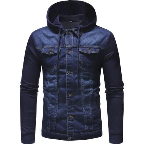 Men Hooded Denim Jacket 2021 Autumn New Jeans Jackets Sporting Slim Fit Hoody Coat Casual Streetwear Outwear Mens Clothes S-XXXL