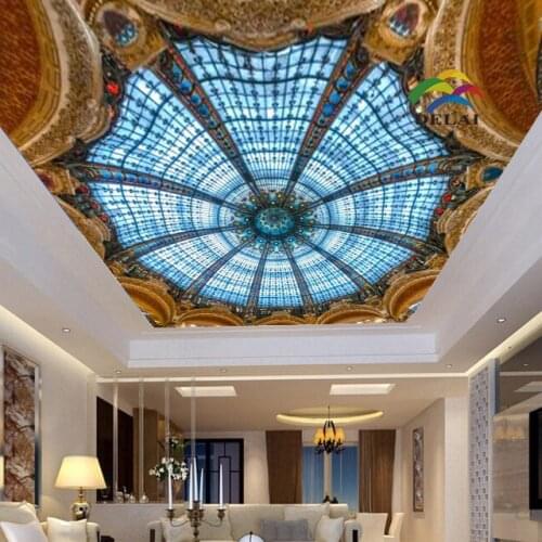 SV-1212 church dome ceiling printing stretch ceiling film with led strip for lobby ornament and living room decoration