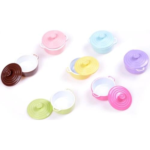 New 1:12 Dollhouse Miniature Kitchen Utensils Cooking Ware Mini Pot Boiler Pan with Lid Doll house Accessories Play Kitchen Toy