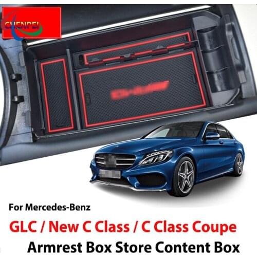 For Mercedes-Benz GLC New C-Class 15-19 C-Class Coupe 16-19 Modified Central Armrest Box Interior Storage Car Accessories