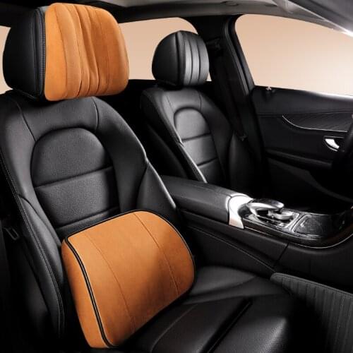 Car Seat Cushion Support Pillow Maybach Design S Class Headrest Waist Pillow Suede Fabric Seat Back Neck Support Pillow