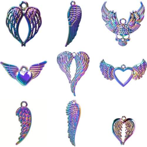 Vintage Heart Love Angel Wing Charms Halloween Skull Wings Pendant For DIY Jewelry Making Bracelet Necklaces
