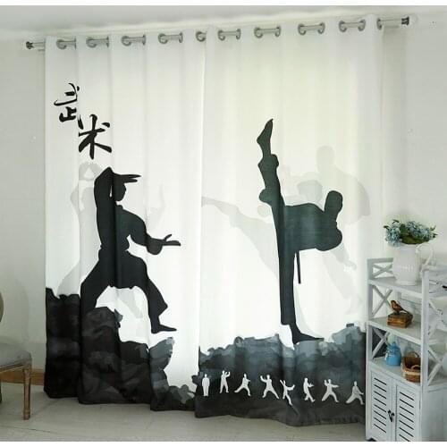 Custom Window Curtains for Living Room Bedroom Nursery Kid Children Room Window Tulle Sheer Drapes Kongfu Wushu White