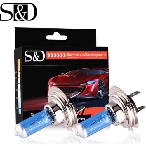 S&D 2pcs Halogen H7 55W 12V Headlight Bulbs Halogen Super Bright White - Car Fog Light Driving Lamp DRL Day Running Light Source