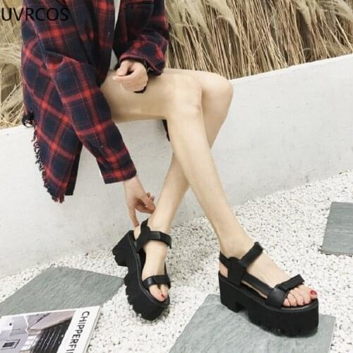 Summer new ultra - fire thick heel thin strap high heel sandals platform platform sponge cake shoes students fish mouth sandals