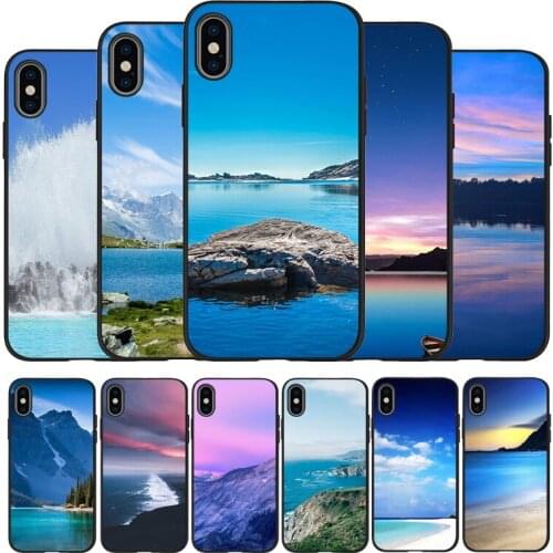 Beach Mountain bule sky black Silicone Phone Case For iPhone 12 XR XS Max 5 5S SE 2020 6 6S PLUS 7 8 X 11Pro Max 11 Cover