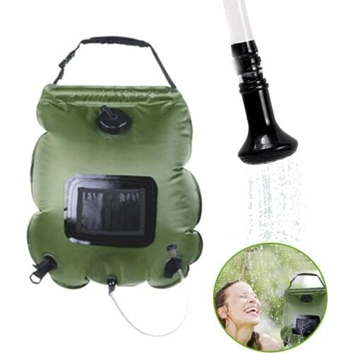 Solar Shower Bag 20L Portable Solar Heating Premium Camping Shower Bag Shower Head Outdoor Hiking Climbing Summer Shower