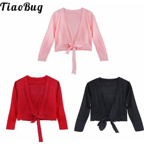 TiaoBug Child Girls Long Sleeve Ballerina Dance Sweater Top Coat Ballet Gymnastic Leotard Jacket Kid Dance Clothing Jacket Wrap