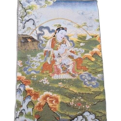 Tibet Nepal Thangka portrait brocade painting silk religion Thangka embroidery decoration mother and son