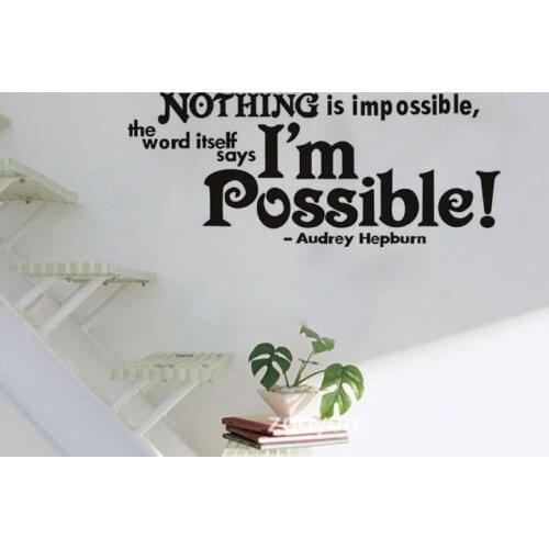NOTHING is impossible Quotes Vinyl Wall Stickers Aphorism Home Decor Living Room Bedroom Decoration Adesivo De Parede Picture