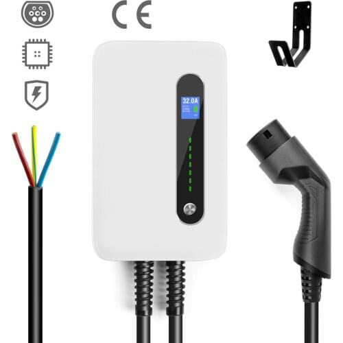 EV Charging Station Cable 32A Electric Vehicle Car Charger EVSE Wallbox Wall Mount Type 2 Cable IEC 62196-2 Level 2 240V 7.6KW