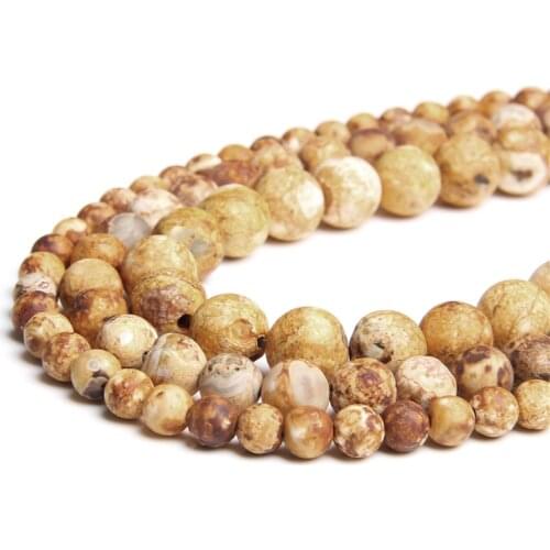 Yellow Natural Tibetan Agates Round Loose Beads 6mm 8mm 10mm DIY Charm Beads Prayer Beads for Jewelry Making Bracelet Necklace