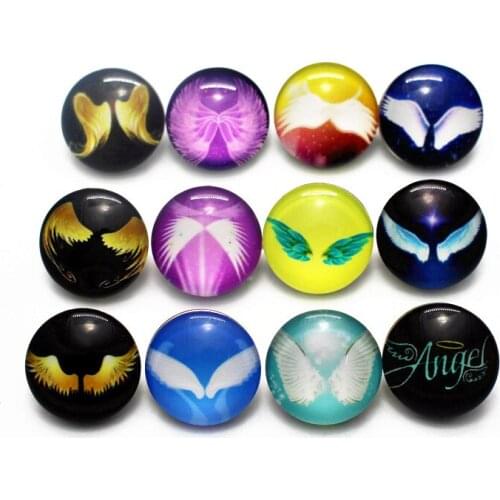 10pcs/lot pretty wing Snap Buttons Charms 18mm Animal Print Glass Buttons Fit DIY Snap Bracelets&Bangle Jewelry