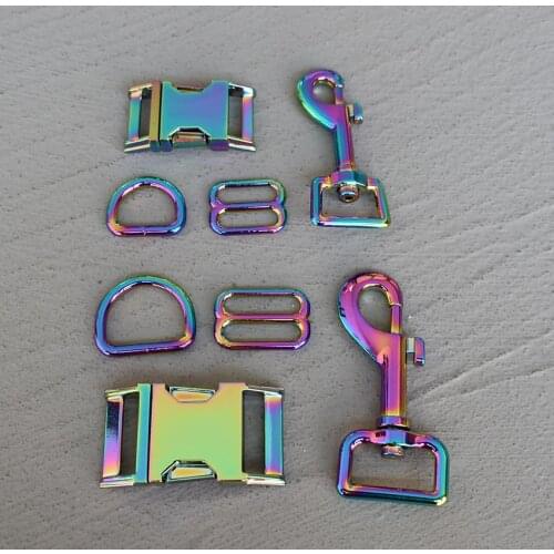 20 Sets 20/25mm Colourful Metal Slider D Ring Release Belt Buckle For Pet Dog Collar Paracord Sewing Accessory Strong Hardware