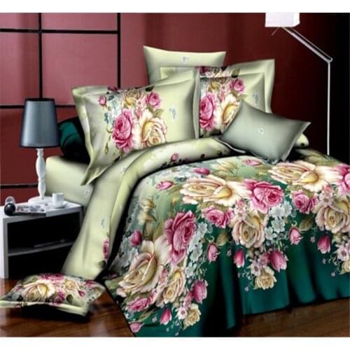 3D Big Red Rose Floral Bedding Sheets Wedding Duvet Cover Sheet Pillow Cases Bed Set