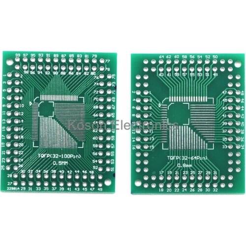 5Pcs Pinboard QFP TQFP FQFP LQFP 32 44 64 80 100 To DIP Adapter PCB Board Converter