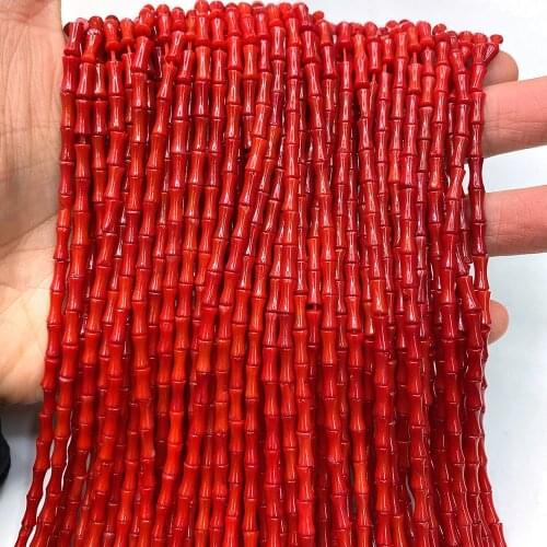 5x8mm Bamboo Joint Coral Beads DIY Bracelet Necklace Accessories Loose Red Coral Bead For Jewelry Making Strand 15