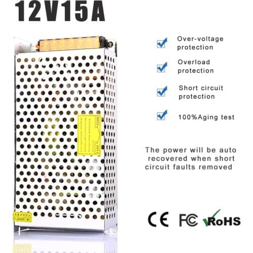 AC100V-240V to DC 12V15A 180w Voltage led voltage Transformer Switch Power Supply for Led Strip Led control Led switch