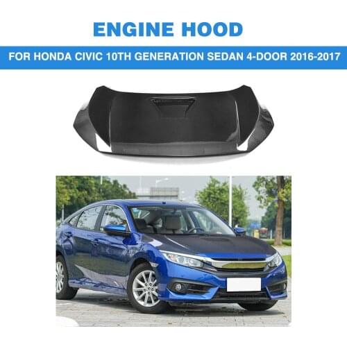 Carbon Fiber Auto Front Engine Hood Covers Bonnets Decoration For Honda Civic 10th Generation Sedan 4 Door 2016-2017