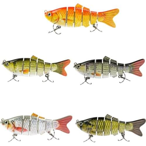 Bionic Lures Artificial Multi Sections Fish Shape Bait Lifelike Fishing Hook Mixed Color Spinner