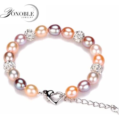 Fashion Charm Natural Pearl Bracelets Women,real Freshwater Pearl Bracelet 925 Sterling Silver Jewelry Daughter Birthday Gift