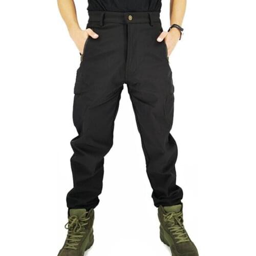 Cargo Pants Men Fleece Soft Shell Assault Pants Wear-resistant Outdoor Tactical Multiple Pocket Military Urban Commuter Trousers