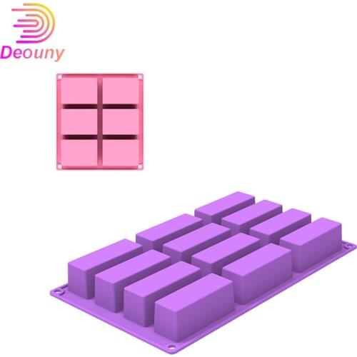 DEOUNY 6/12 Holes Rectangle Shapes Silicone Cake Chocolate Mold Soap Biscuit Cookie Fondant Mould Baking Tool Bakeware Accessory