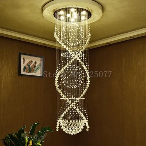 DHL Creative crystal chandeliers Dia800*H3000mm villa duplex stairs hall led light hotel crystal chandeliers JF1299