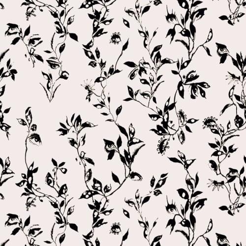 European and American Brand New Black Rattan Flower Artificial Silk Stretch Satin Women 's Clothing Printing Fabric