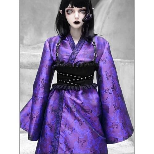 Women Gothic Japanese Harajuku Purple kimono traditional japan clothes shirt traditional kimonos kimono girl fashion coat