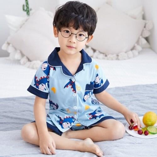 New Children Summer Clothing Pajamas Sets Tops Shorts 2Pcs Cotton Cardigan Baby Boys Girls Sleepwear Soft Fashion Kids Outfits