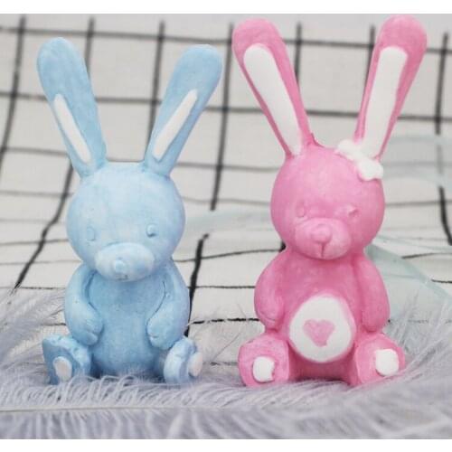 Rabbit couple car outlet CLIP DIY incense incense incense gypsum silicone mold cake decoration mold