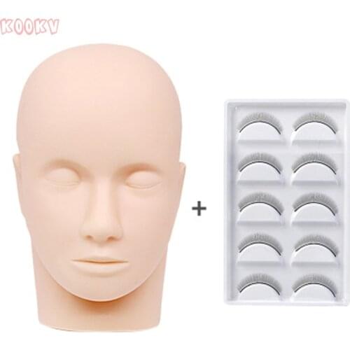 Model Head Eyelash Extension Training Silicone Mannequin With Practice Grafting False Lashes Extension Grafted Lashes Tools